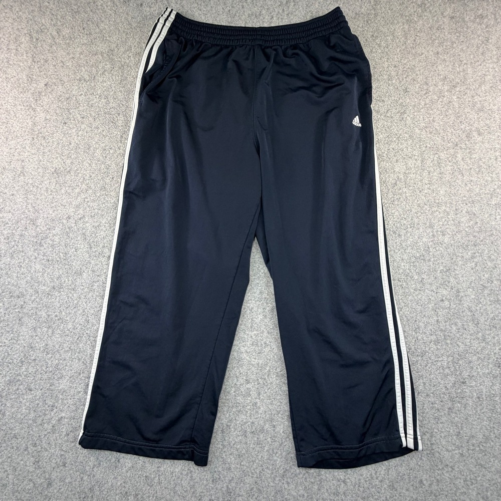Adidas Mens XL Navy Blue 3-Stripe Track Pants AD4001 Straight Leg Polyester